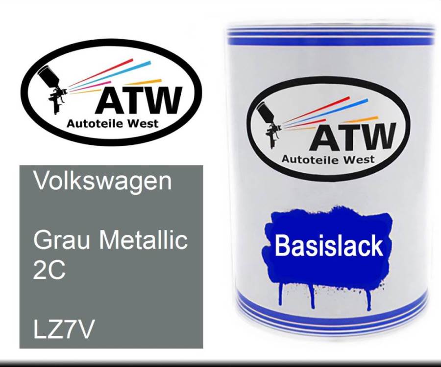 Volkswagen, Grau Metallic 2C, LZ7V: 500ml Lackdose, von ATW Autoteile West.